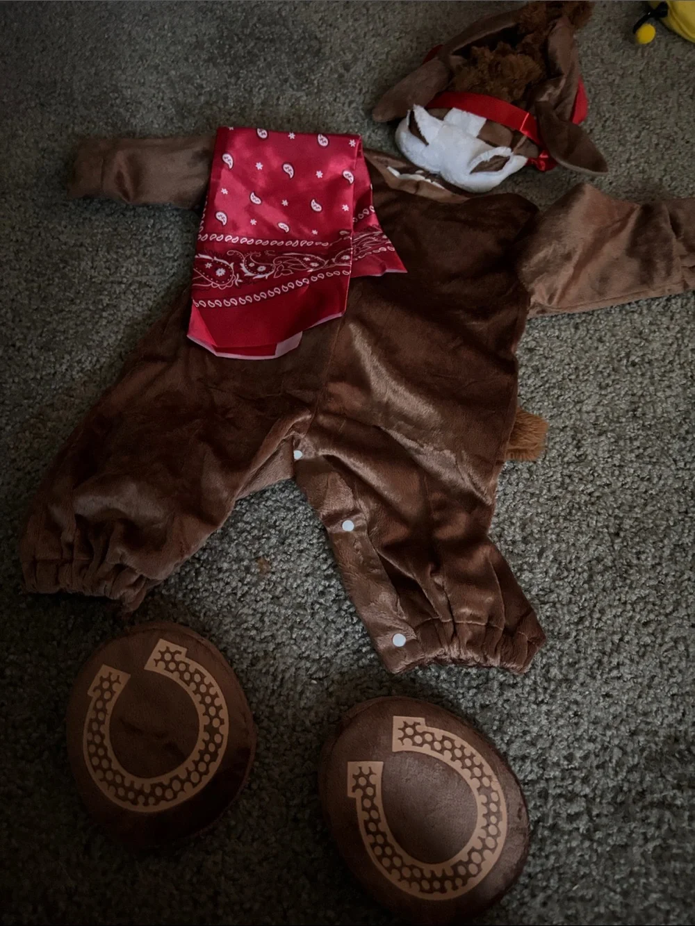 Brown Plush Cowboy horse 12 month  Infant Costume with Red Bandana